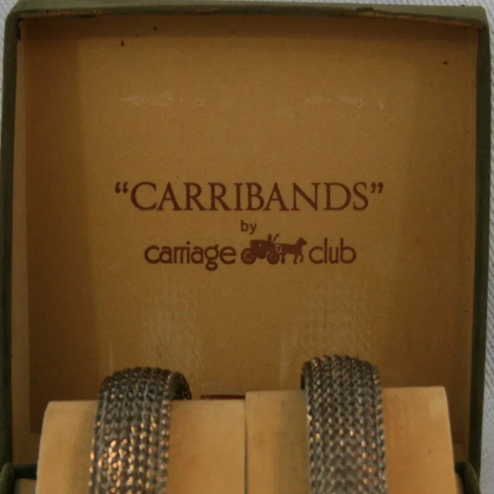 Rare Vintage 40's Carriage House "CARRIBANDS" Silver Cuff Links in original box - Picture 3 of 12